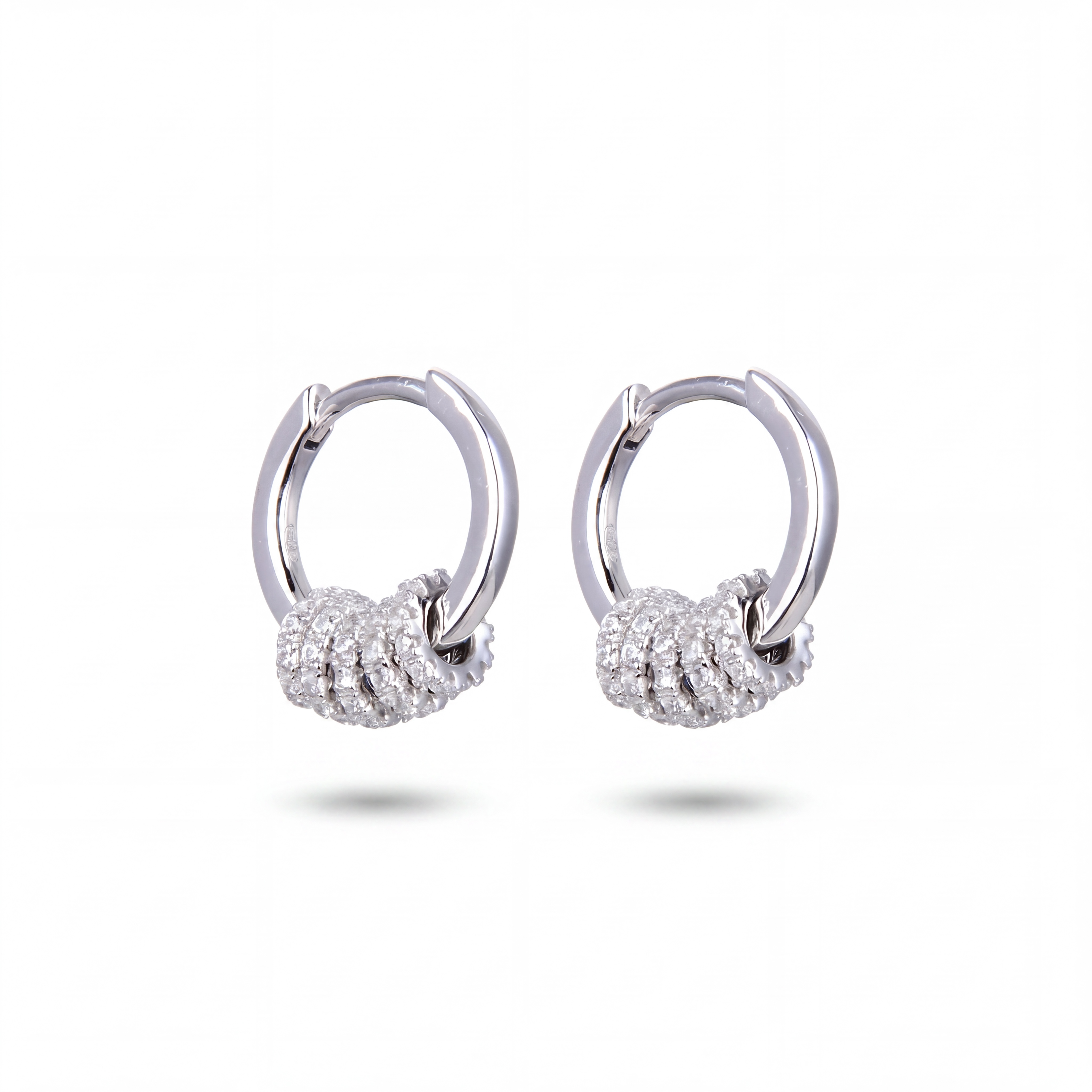 Créoles Écho Mun Bijoux en argent massif 925, anneaux assemblés